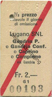 Schweiz - Lugano SNL Gandria P. Gandria Conf. Caprino Campione Via Gandria - Fahrkarte 1980 1/2 Prezzo - Europe