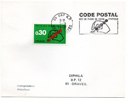 ALPES Hautes - Dépt N° 05 = GAP RP 1972 = FLAMME CONCORDANTE = SECAP Illustrée   'CODE POSTAL / MOT DE PASSE ' - Postcode