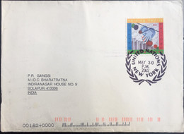 UNITED NATION 2002, USED COVER TO INDIA,HELPING HEART HANDS STAMPS NEW YORK CANCELLATION - Cartas & Documentos