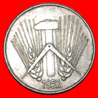 * HAMMER AND COMPASS (1952-1953): GERMANY ★ 10 PFENNIG 1952A! LOW START ★ NO RESERVE! - 10 Pfennig