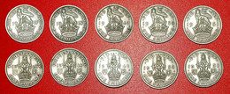 * SET 10 COINS: UNITED KINGDOM ★ 1 SHILLING 1947-1951! GEORGE VI (1937-1952)! GREAT BRITAIN LOW START ★ NO RESERVE! - Colecciones