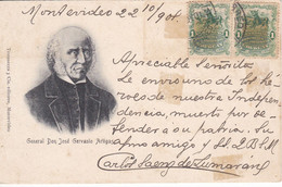 POSTAL DEL GENERAL JOSE GERVASIO ARTIGAS DEL AÑO 1901 (TESTASECCA) URUGUAY - Uruguay