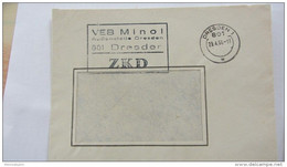 DDR Dienst/ZKD Bf Mit ZKD-Kastenstpl. "VEB Minol ... 801 Dresden" In Abweichender Farbe (Schw Statt Violett) Vom 29.4.66 - Storia Postale