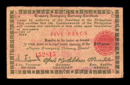 Filipinas Philippines 5 Pesos 1944 Pick S675 Serie D BC F - Philippines