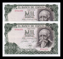 España Pareja 1000 Pesetas J. Echegaray 1971 Pick 154 Sin Serie SC- AUNC - 1000 Peseten