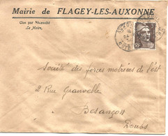 France Enveloppe Entête Mairie FLAGEY Les AUXONNE (21 Côte D(Or)  Cachet à Date :1947+ - 1921-1960: Moderne