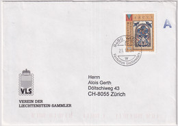 MiNr. 1142  Liechtenstein1996, 2. Dez. Weihnachten: Die Symbole Der Evangelisten HI. Markus  Auf Brief Nach Zürich - Cartas & Documentos