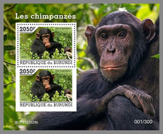 BURUNDI 2022 MNH Chimpanzees Schimpansen Chimpanzes S/S - OFFICIAL ISSUE - DHQ2209 - Chimpancés