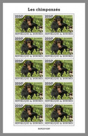 BURUNDI 2022 MNH Chimpanzees Schimpansen Chimpanzes M/S - IMPERFORATED - DHQ2209 - Chimpancés