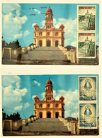 CUBA, Spanish Antillas 1956, Navidad, Christmas, 2 Tarjetas Máximas FD, Primer Día - Cartoline Maximum