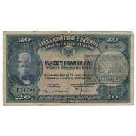 Billet, Albanie, 20 Franka Ari, KM:3a, B - Albanie