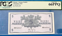 FINLAND  SUOMEN PANKKI  5 Markkaa  1963 MS66 - Finlandia