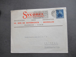 Belgien 1947 Auslandsbrief In Die CSSR Firmenumschlag Sycobel Syndicat Commercial Belge Bruxelles Rue De Ruysbroeck - Lettres & Documents