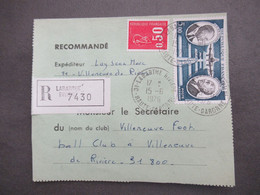 Frankreich 1976 Einschreiben Laberthe Riviere Thematik Fußball Football Club A Villeneuve De Riviere - Storia Postale