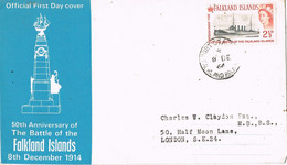 43983. Carta PORT STANLEY (Falkland Islands)  1964. Maldivas, 50 Anniversary BATTLE Falklands Islands. Ship - Maldive (...-1965)