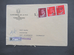 Spanien 1981 Einschreiben Gestempelter R-Zettel Torredembarra Stempel Certificado Nach Hildesheim Gesendet - Briefe U. Dokumente