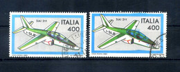 Repubblica Varietà - 1983 Aereo Siai 211 400 Lire Colore Più Intenso E Sbavatura Blu In Senso Verticale - Variedades Y Curiosidades