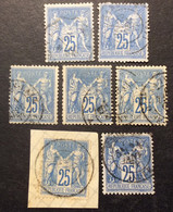 S789 Lot 7 Sage 79 25c Bleu Oblitéré - 1876-1898 Sage (Type II)