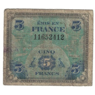 France, 5 Francs, Drapeau/France, 1944, B, Fayette:VF17.1, KM:115a - 1944 Bandiera/Francia