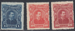Honduras, Scott #51, 54-55, Mint Never Hinged, President Luis Bogran, Issued 1891 - Honduras