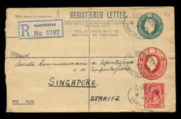 UNITED KINGDOM - 1922, January 4. Registered Cover Sent From Manchester To Singapore.  With Arricv Canc. - Briefe U. Dokumente