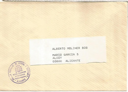ALICANTE A ALCOY CORREO OFICIAL ADMINISTRACION POSTAL Y TELEGRAFICA - Vrijstelling Van Portkosten
