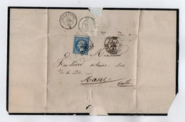 TB 3124 - 1867 - LAC - Lettre De Mme Louise LE BOUCHER à PARIS Pour Mr FOUCHARD Notaire Au MANS - 1849-1876: Période Classique