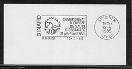 Thème Hippisme - Cheval - France Flamme Secap SPECIMEN - Dinard - Hippisme