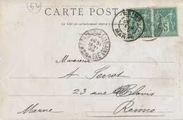 Carte Postale Bourbonne Les Bains Timbrée  31/1/1899 2 Timbres Type Sage - 1898-1900 Sage (Type III)