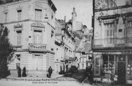 CHINON - La Tour De L'Horloge Du Château - Café Carnot - Epicerie - Animé - Chinon