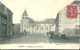 Cheny L Eglise Et La Place Mariage - Cheny