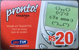 Prepaid Mobile Card Manufactured By TIM In 2003 In The Amount Of 20 Reais - Telecom