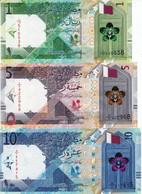 Qatar 3 Notes 1 + 5 + 10 Riyal P New 2020 (2021) UNC "free Shipping Via Registered Air Mail" - Qatar