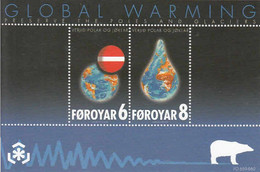 2009 Faroe Islands Climate Change Global Warming EMBOSSED Miniature Sheet Of 2 MNH @ BELOW FACE VALUE - Faroe Islands