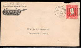 U.S.A.(1906) Mechanical Counter. 2c Postal Stationery Envelope With Corner Ad For Bristol Counter. C. J. Root, Bristol, - 1901-20