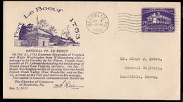 U.S.A.(1932) Fort Le Boeuf. 3c Postal Stationery Envelope With Illustrated Cachet. - 1921-40