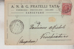 SAN SEVERO FOGGIA STORIA POSTALE  PUBBLICITARIA  FORMAGGI SALUMI A.N. & G.  TATA 1928 - San Severo