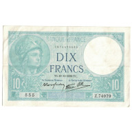 France, 10 Francs, Minerve, 1939, Z.749, TTB, Fayette:7.12, KM:84 - 10 F 1916-1942 ''Minerve''