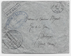 LETTRE FM AVION POSTE AUX ARMEES 1949 T.O.E + MADAGASCAR + CROIX LORRAINE INTENDANCE - Guerre D'Indochine / Viêt-Nam