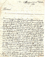 1682 - Lettre De CHAUVIGNE (Ile Et Vilaine) Pour Rennes TAXE 2 Sous - ....-1700: Precursores