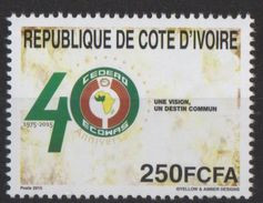 Côte D'Ivoire Ivory Coast Elfenbeinküste 2015 Emission Commune Joint Issue CEDEAO ECOWAS 40 Ans 40 Years - Gemeinschaftsausgaben