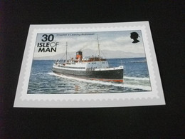 NAVE SHIP NAVIRE BOAT BATEAU  SNAEFELL V LEAVING ARDROSSAN ISLE OF MAN RAPPRESENTAZIONE FRANCOBOLLO SU CARTOLINA - Stamps (pictures)