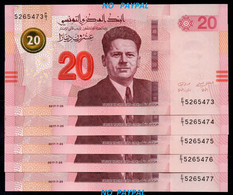 20 Dinars UNC-set Of 5 Notes-// NEUFS -lot De 5 Billets- ( ENVOI GRATUIT) /(FREE SHIPPING) - Tunisie