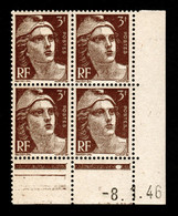 MARIANE DE GANDON 3.00 F -  COINS DATES 8.1.46 - SANS TRACE DE CHARNIERE - 1940-1949