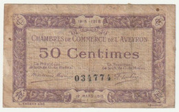 Chambre De Commerce De L'Aveyron - 50 Centimes - Chambre De Commerce