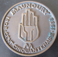 Médaille MAUNOURY Cent Cinquantenaire 1808 - 1958, En Coffret - Bronze - Diam. 63 Mm, 121,6 Grammes - Professionnels / De Société