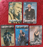 Lot 5 Cartes Téléphones(phone Card) Californie JOHNNY HALLYDAY Tirage Limité 500 Exemplaires - Musique