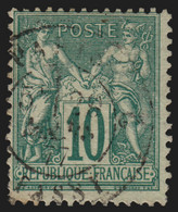 France N°76, Sage 10c Vert, Type II, Oblitéré - BEAU - COTE 325€ - 1876-1898 Sage (Type II)