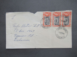 GB Kolonie Bahamas 1964 3x Marke Mit Aufdruck New Constitution Stempel Upper Bogue Bahamas Nach Nassau - 1963-1973 Ministerial Government