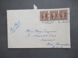 Kanada 1940 Air Mail Letter Umschlag University Of Alberta Quae Cumque Vera Brief Nach Hanover New Hamphsire - Brieven En Documenten